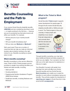 Benefits Counseling and the Path to Employment